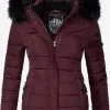 Navahoo Winterjassen Winterjas Miamor Dames Wijnrood
